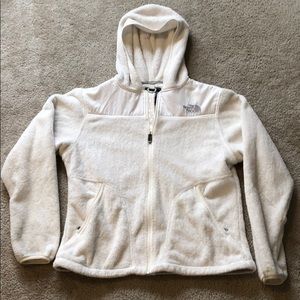 White fuzzy North Face Jacket